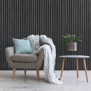 Anthracite Oak Slat Wall Panel Large Design