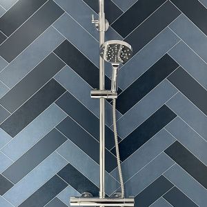 Multi Blue Chevron PVC Shower Panel 1m