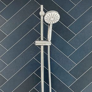 Multi Navy Chevron PVC Shower Panel 1m