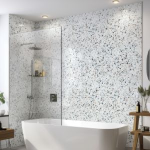 Terrazzo Blue PVC Shower Panel 1m