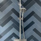 Multi Blue Chevron PVC Shower Panel 1m