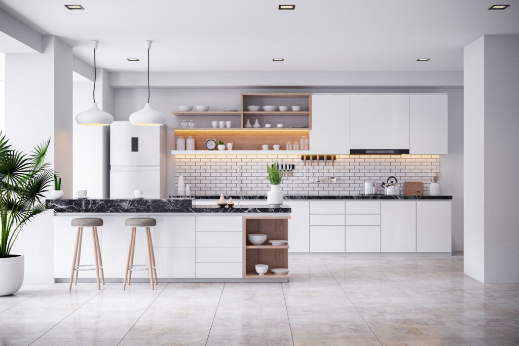 A Cozy Modern kitchen white room interior