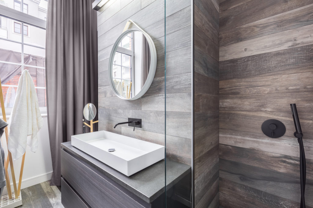 Bathroom with shower and basin Bathroom with shower and basin