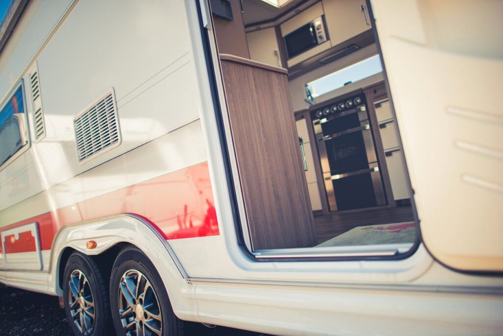 Campervan with open door