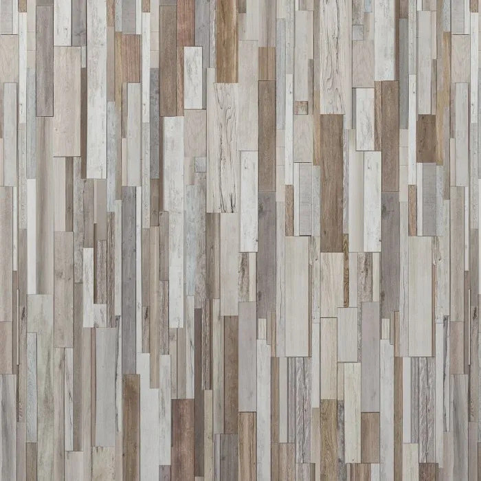 A mixed-colour wooden slat wall panel design